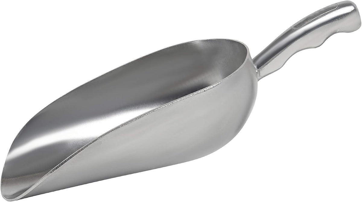 Cast Aluminum Utility Scoop - 12 oz. - Round Bottom, ice scoop For Multi-Purpose Use, With Finger Groove Handle (Hand Wash Only) (12 oz.)