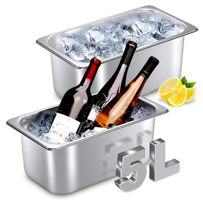 meekoo 2 Pack 9 Liters Stainless Steel Ice Buckets for Freezer Wine Bucket
