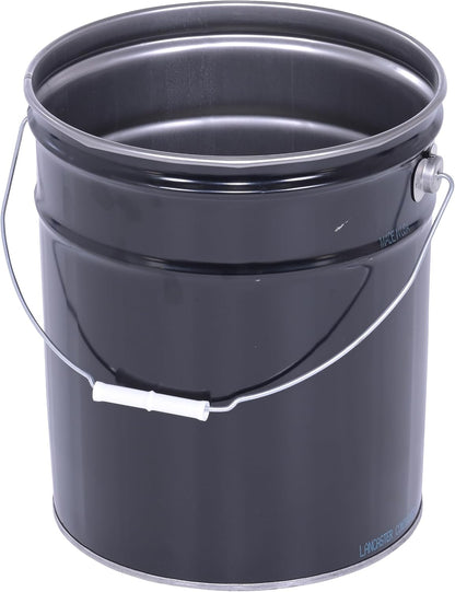 Vestil Pail-STL-RI Steel Open Head Pail, 5 Gallon, Black