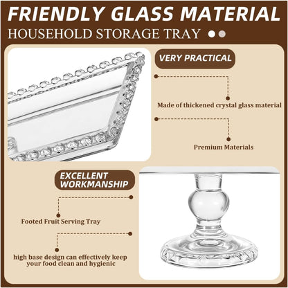 Luxshiny Footed Fruit Serving Tray: 11.7" European Style Dessert Display Platter for Fruits Snacks and Appetizers - Decorative Serving Tray for Parties Weddings and Home Decor