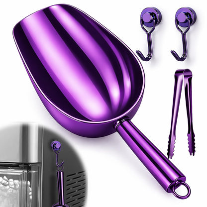 Juome 12oz Stainless Steel Ice Scoop for Freezer with Magnetic Holder