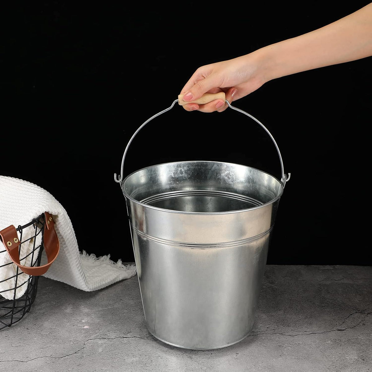 Didaey 12 Pcs Galvanized Metal Beer Buckets, Handle,Silver