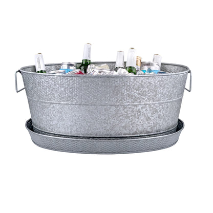 BREKX Heavy-Duty Stainless Steel Beverage Tub for Parties, Large, Oval