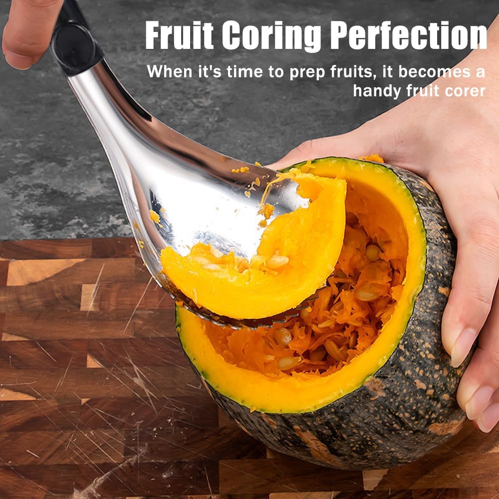 Ouliget Serrated Ice Crusher Spoon,Multipurpose Metal Ice Scoop Ice Cream Scoop for Smoothies Shaved Ice Frozen Cocktails,Fruit Corer Scraper Pumpkin Scooper Tool