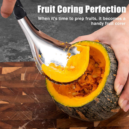 Ouliget Serrated Ice Crusher Spoon,Multipurpose Metal Ice Scoop Ice Cream Scoop for Smoothies Shaved Ice Frozen Cocktails,Fruit Corer Scraper Pumpkin Scooper Tool