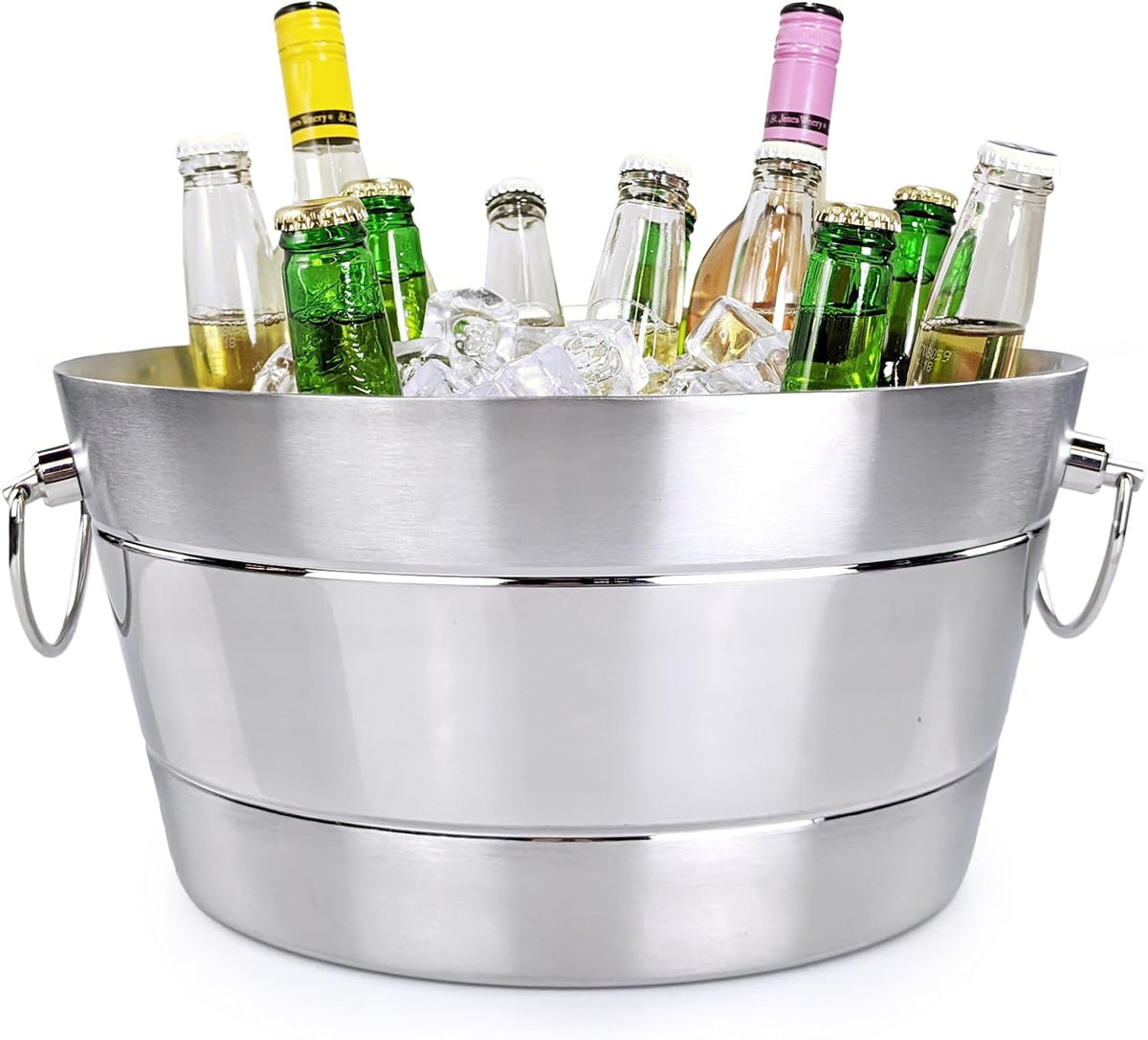 BREKX Insulated Beverage Tub & Ice Bucket, Stainless Steel Silver, 12Qt