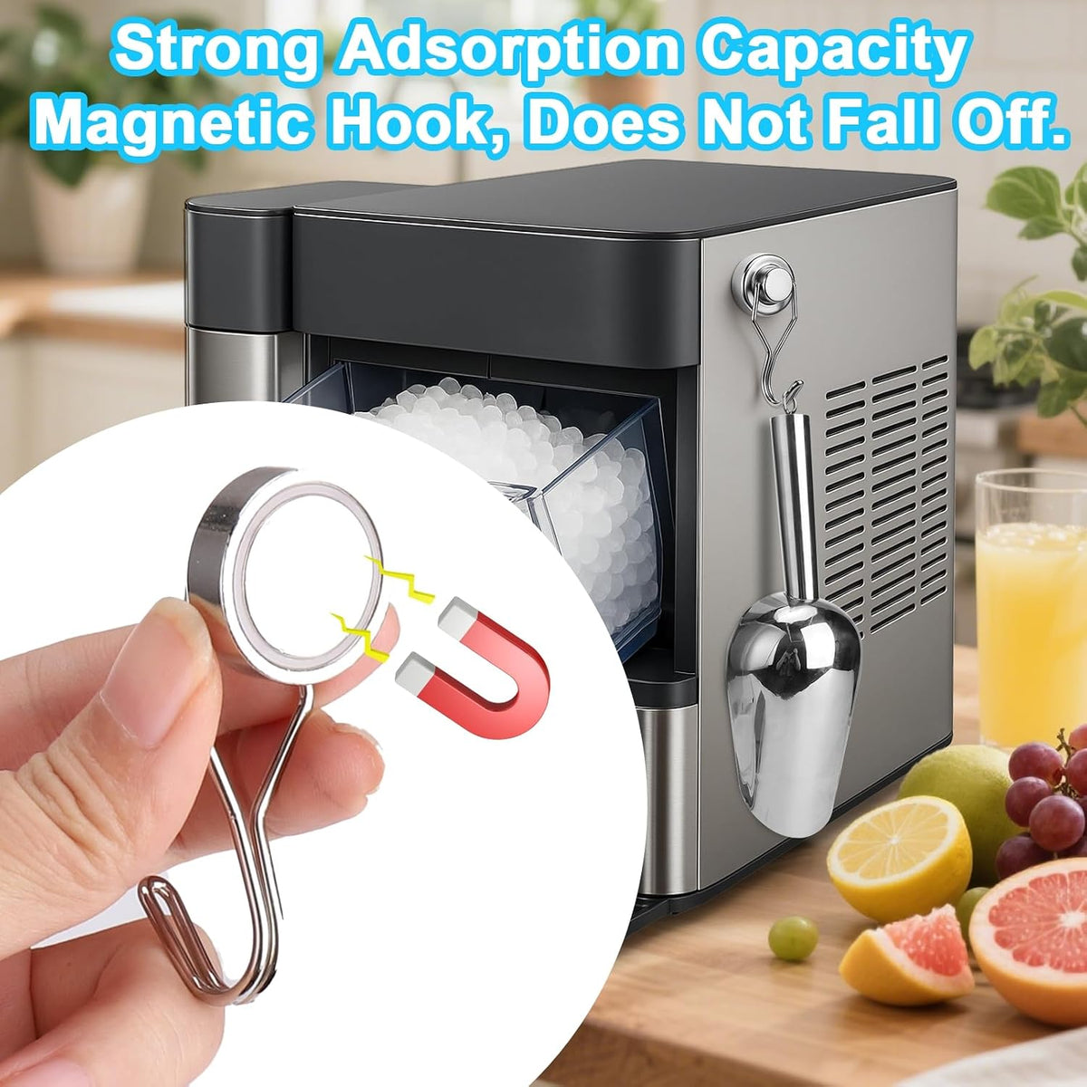 Stainless Steel Ice Scoop for Freezer with Magnetic Hook