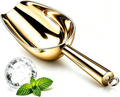 Stainless Steel Ice Scoop, 12oz Multi-Purpose Food Scoop, Heavy Duty Kitchen Scoop for Ice, Grain, Flour, Coffee Bean, Bar Kitchen Household Daily Use