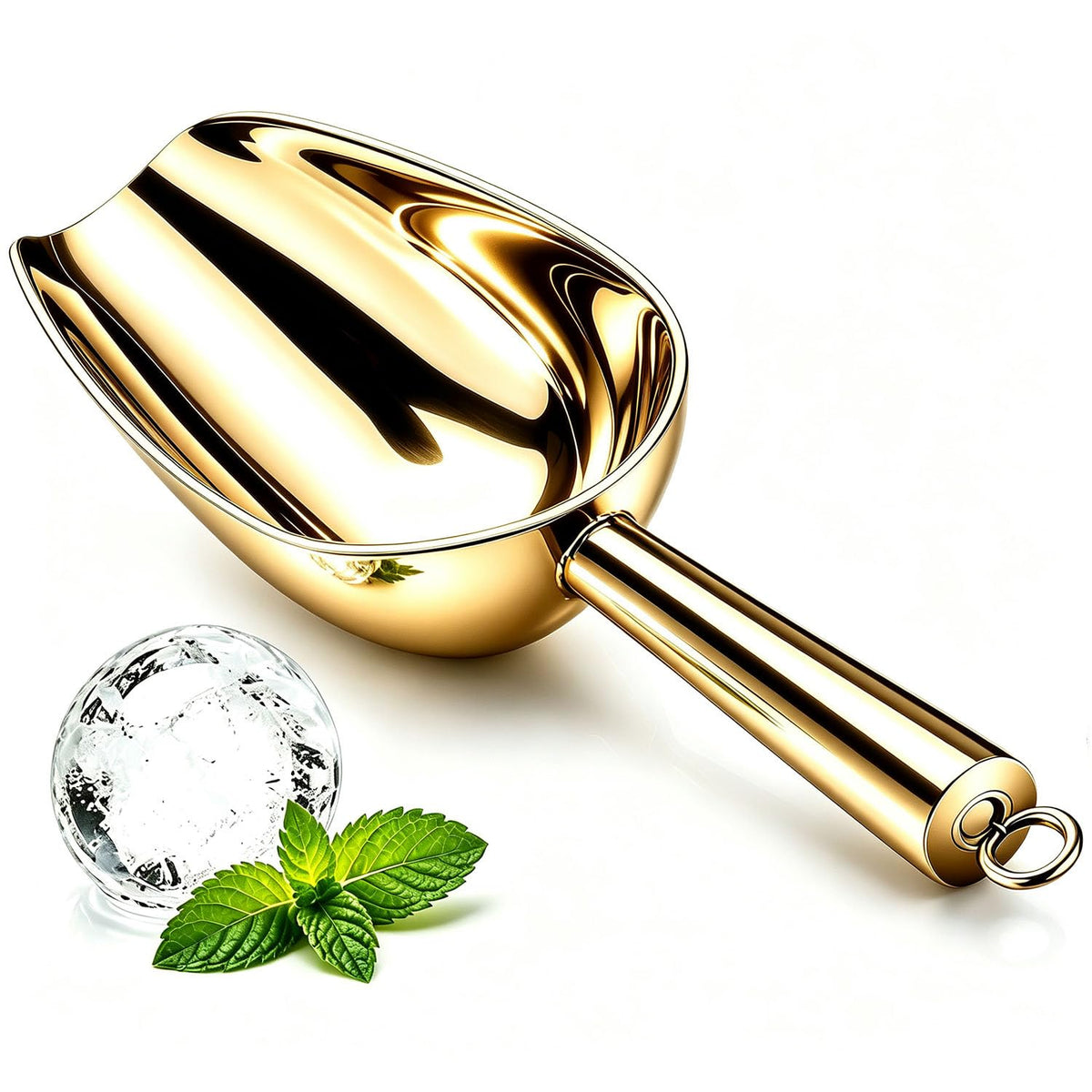 Stainless Steel Ice Scoop, 12oz Multi-Purpose Food Scoop, Heavy Duty Kitchen Scoop for Ice, Grain, Flour, Coffee Bean, Bar Kitchen Household Daily Use