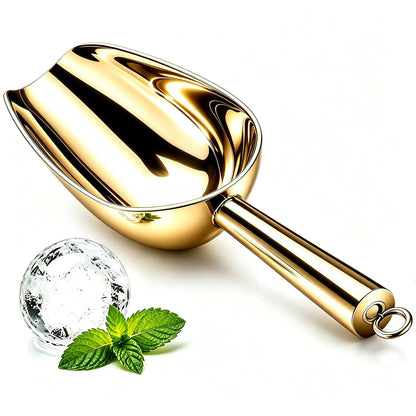 Stainless Steel Ice Scoop, 12oz Multi-Purpose Food Scoop, Heavy Duty Kitchen Scoop for Ice, Grain, Flour, Coffee Bean, Bar Kitchen Household Daily Use