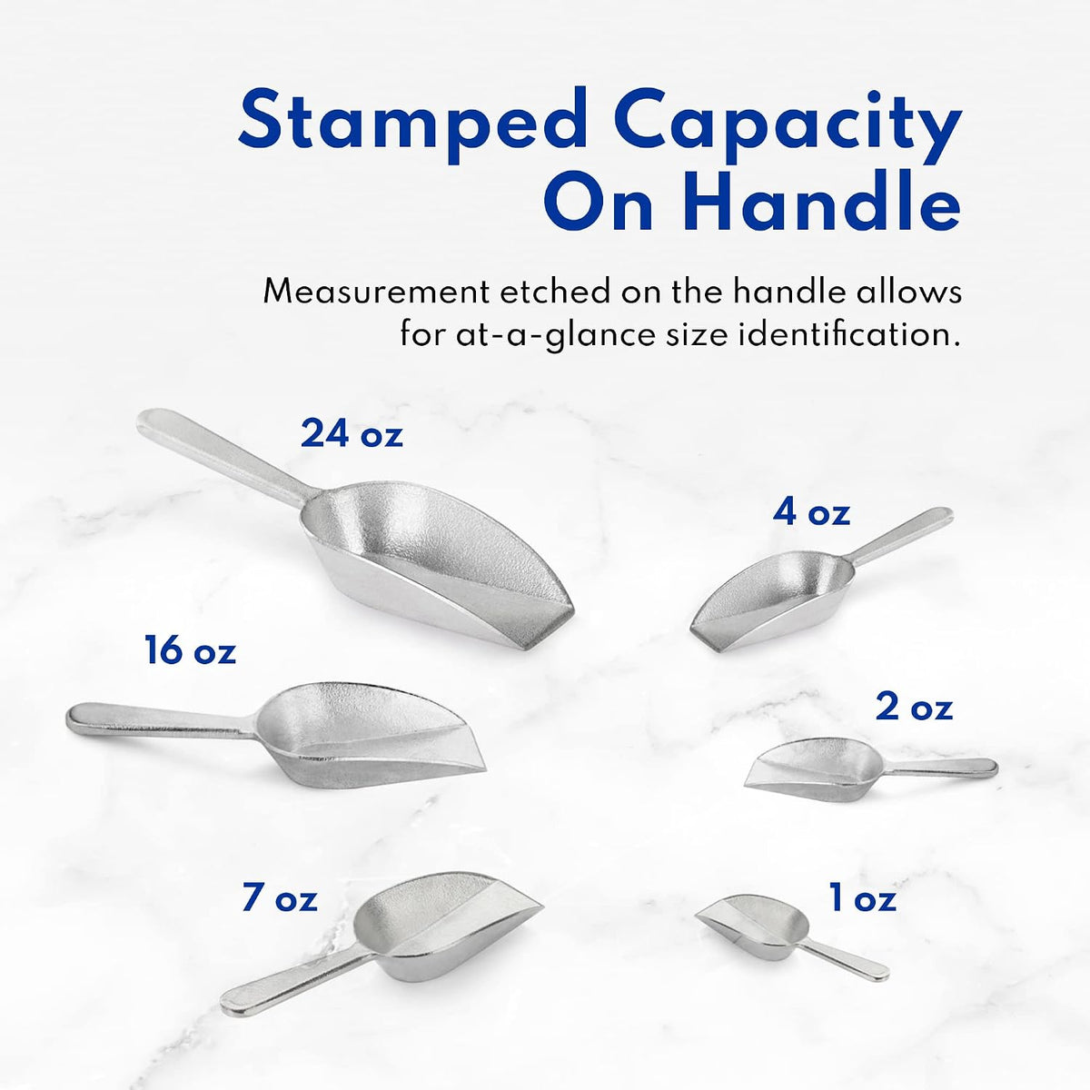 New Star Foodservice Cast Aluminum Flat Bottom Scoop, 2-Ounce, Silver
