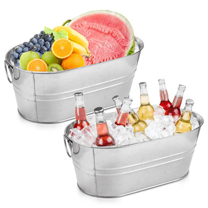 MIVIDE 4 Pack Galvanized Tub 3 Gallon Ice Bucket Large Metal Champagne Drink Bucket with Handles Galvanized Ice Buckets for Parties Mimosa Bar Cocktail Bar