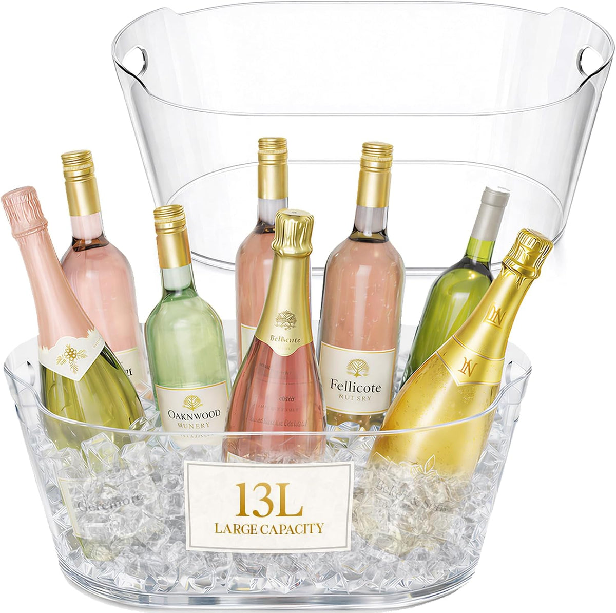 Lifewit 13L Plastic Ice Bucket for Parties 2 Pcs, BPA Free