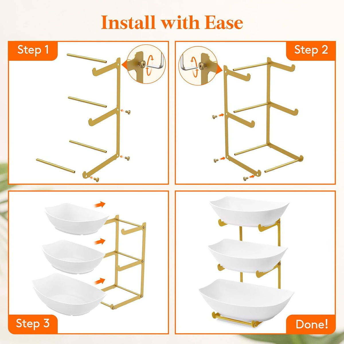 Lifewit 3 Tier Fruit Bowl for Kitchen Counter, Tiered Plastic Serving Tray