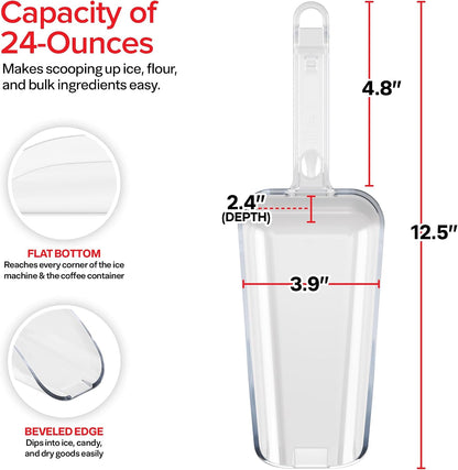 Stock Your Home Ice Scoop, 24 oz, Clear, NSF Certified, Foodservice