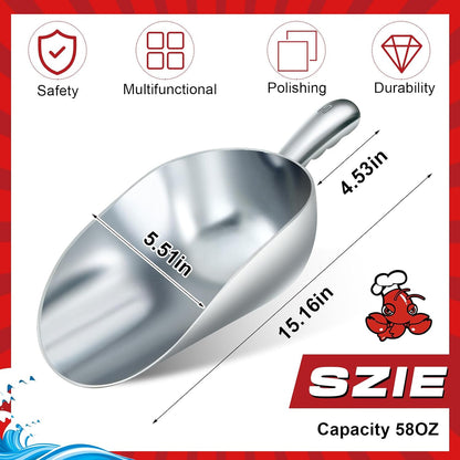 MorningRo 58oz Metal Ice Scoop Large Aluminum Utility Scoop for Ice Machine