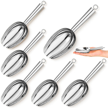 Mini Ice Scooper Set of 6, 3oz Stainless Steel Kitchen Scoops Metal Utility Scoops Stainless Steel Canister Small Ice Candy Scoop Utility for Kitchen Bar Party Wedding, Mirror Finish, Gold