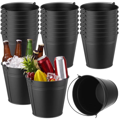 Didaey 12 Pcs Metal Beer Bucket Bulk Ice Bucket, 7.1 x 6.5 x 5.1, Black