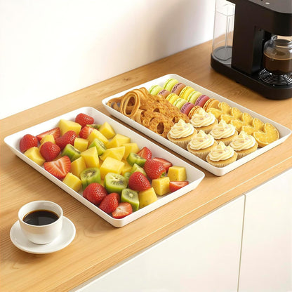 WOWBOX 4-Pack Reusable Plastic Serving Trays for Snacks, Fruit and Parties