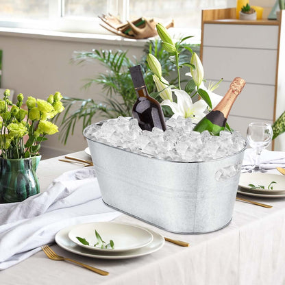 OBTANIM 4 Pack 4 Gallon Galvanized Ice Buckets Metal Champagne Drink Cooler Ice Tub with Carry Handles for Beer Cocktails Wine Beverage Home Parties Bar Cooling Supplies (Silvery)