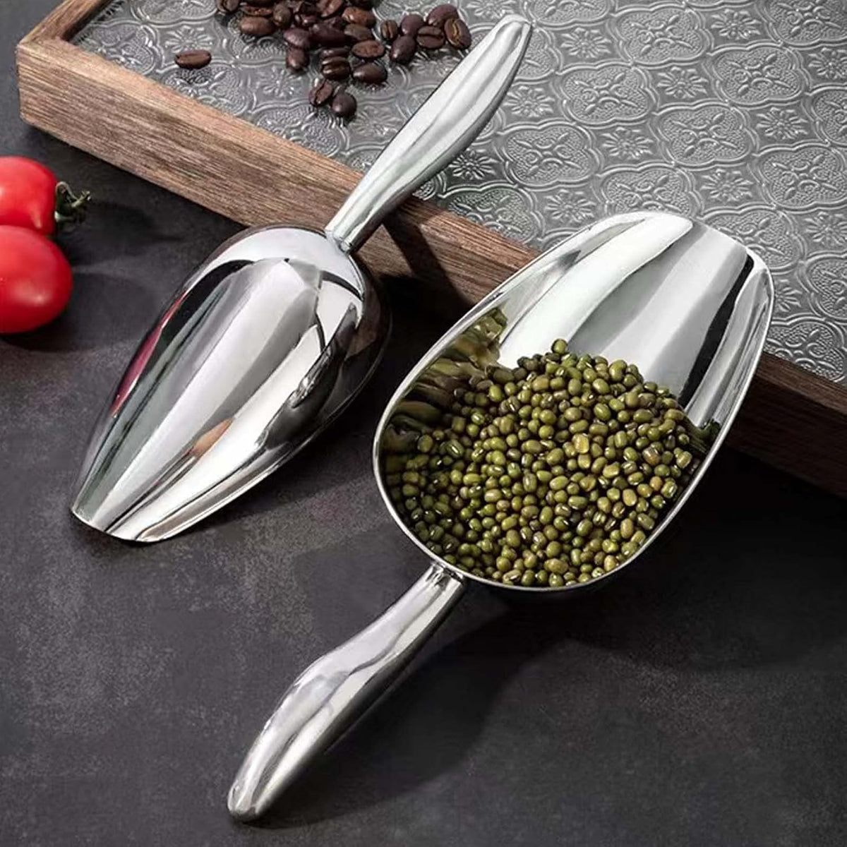 Stainless Steel Ice Scoop - Mini Ice Scoop for Freezer, Heavy Duty, Dishwasher Safe, 5 OZ