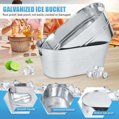 OBTANIM 4 Pack 4 Gallon Galvanized Ice Buckets Metal Champagne Drink Cooler Ice Tub with Carry Handles for Beer Cocktails Wine Beverage Home Parties Bar Cooling Supplies (Silvery)