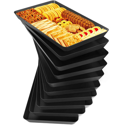WOWBOX 4-Pack Reusable Plastic Serving Trays for Snacks, Fruit and Parties