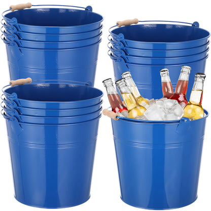 Didaey 12 Pcs Galvanized Metal Beer Buckets, Handle,Silver