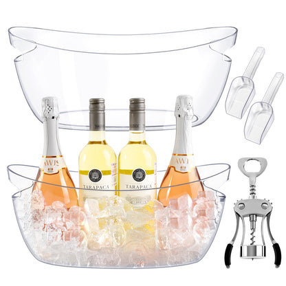 7.5L Ice Buckets for Parties, 2-Pack Clear Beverage Tub, Champagne Bucket