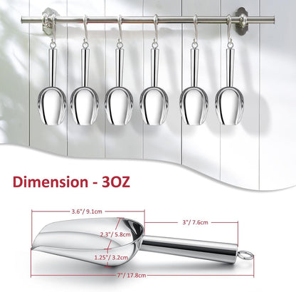 Leonyo 3Oz Ice Scoop, 8 Pcs Stainless Steel Ice Scoopers for Freezer, Food