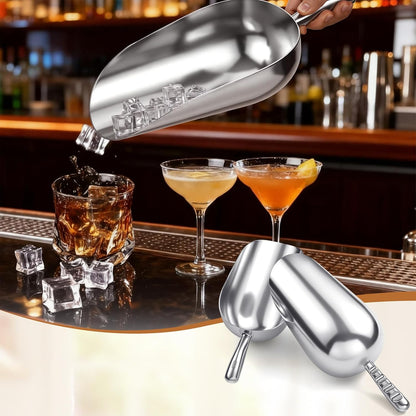 2 Set 85 oz Large Aluminum Ice Scoop with Holder, Metal Scooper