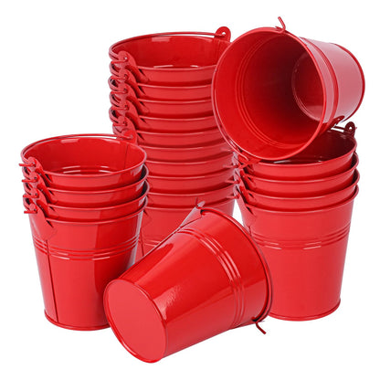 12 Pack 7 Inch Large Galvanized Ice Buckets with Handles, 100 OZ Metal Bucket for Beer, Wine, Champagne, Parties, BBQs, Tailgating, and Elegant Centerpieces