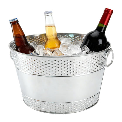 Galvanized Tub Ice Bucket for Party, Thick Metal Galvanized Drink Buckets, Beverage Tub with Handles, Drink Bucket for Indoor & Outdoor Parties (2PCS White)