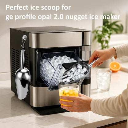 Juome 12oz Stainless Steel Ice Scoop for Freezer with Magnetic Holder