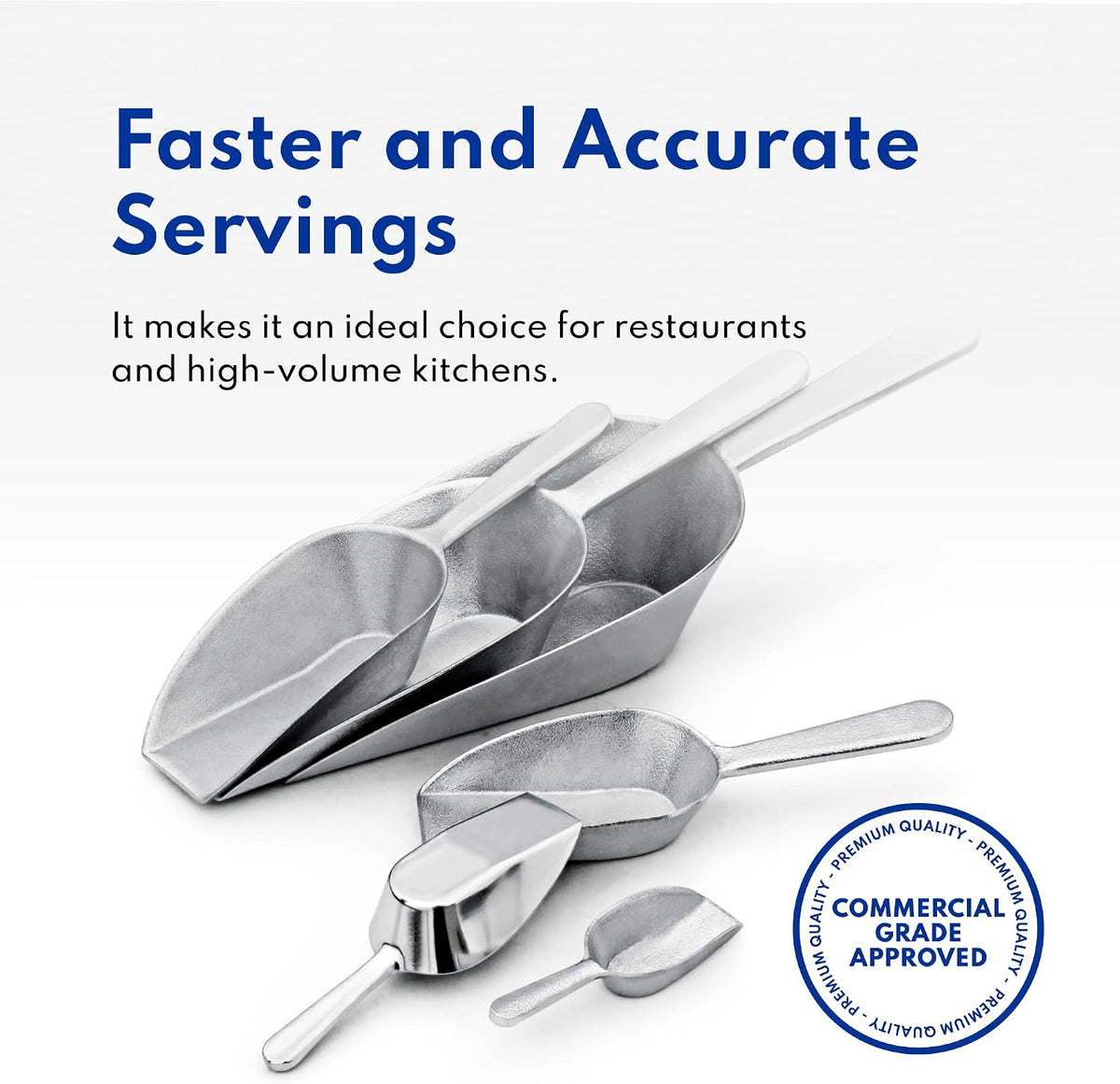 New Star Foodservice Cast Aluminum Flat Bottom Scoop, 2-Ounce, Silver