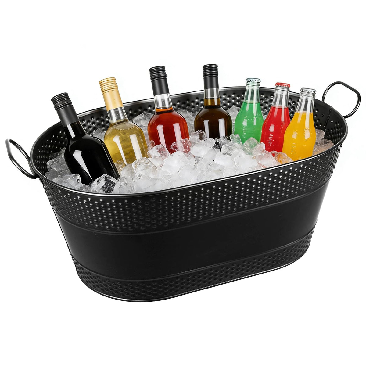 1 Pack 4 Gallon Galvanized Ice Bucket, Large Galvanized Beverage Tub Ice Bucket for Parties, Thick Metal Beverage Buckets with Handles, Oval Drink Buckets for Parties Indoor or Outdoor (Copper)