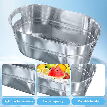 4 Pcs 4 Gallon Galvanized Tub, Silver