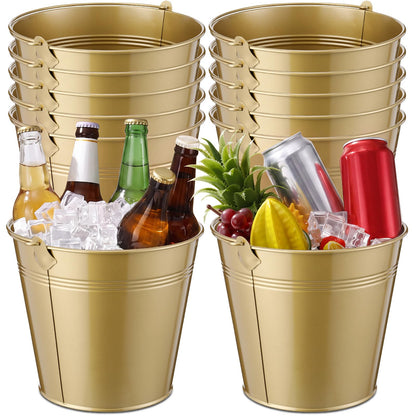 Didaey 12 Pcs Metal Beer Bucket Bulk Ice Bucket, 7.1 x 6.5 x 5.1, Black