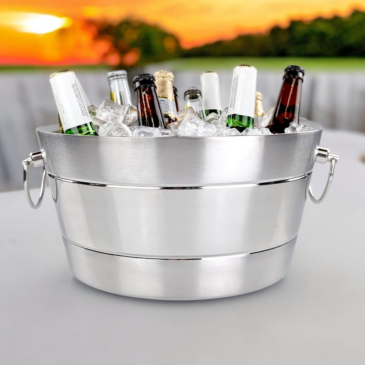 BREKX Insulated Beverage Tub & Ice Bucket, Stainless Steel Silver, 12Qt