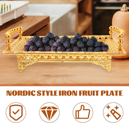 Ipetboom Fruit Plate Serving Tray Iron Appetizer Platters, 10.6X7.1X2.4in