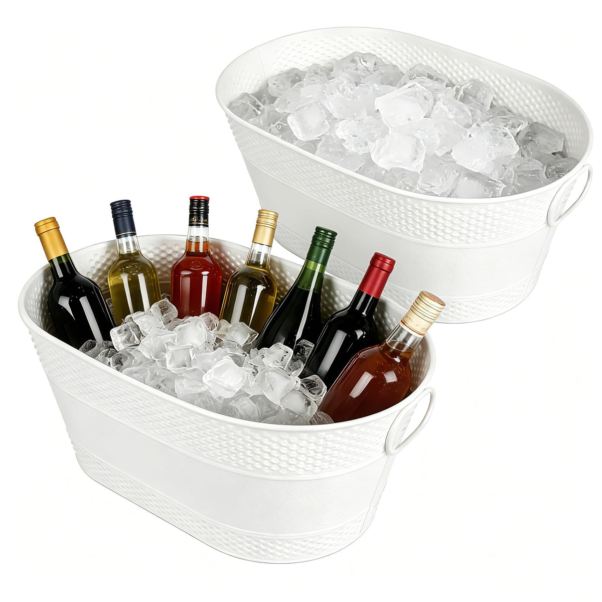 1 Pack 4 Gallon Galvanized Ice Bucket, Large Galvanized Beverage Tub Ice Bucket for Parties, Thick Metal Beverage Buckets with Handles, Oval Drink Buckets for Parties Indoor or Outdoor (Copper)