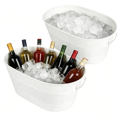 1 Pack 4 Gallon Galvanized Ice Bucket, Large Galvanized Beverage Tub Ice Bucket for Parties, Thick Metal Beverage Buckets with Handles, Oval Drink Buckets for Parties Indoor or Outdoor (Copper)