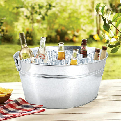 4 Gallon Galvanized Tub Ice Buckets for Parties Portable Beverage Tub