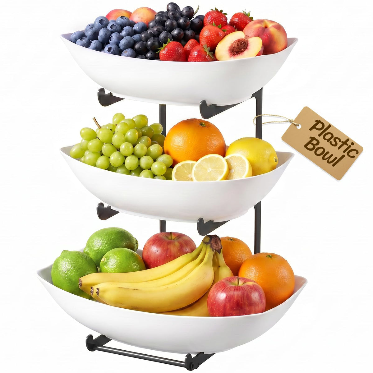 Lifewit 3 Tier Fruit Bowl for Kitchen Counter, Tiered Plastic Serving Tray