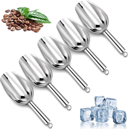 5 Pcs Stainless Steel Ice Scoop, Metal Ice Scoop for Freezer, Bar, Kitchen