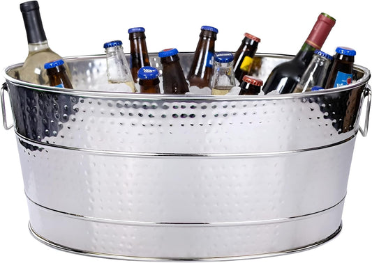 BREKX Heavy-Duty Stainless Steel Beverage Tub for Parties, Large, Oval