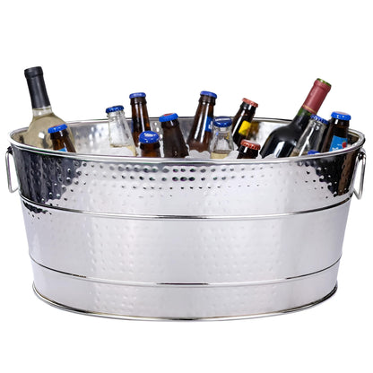 BREKX Heavy-Duty Stainless Steel Beverage Tub for Parties, Large, Oval