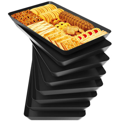 WOWBOX 4-Pack Reusable Plastic Serving Trays for Snacks, Fruit and Parties