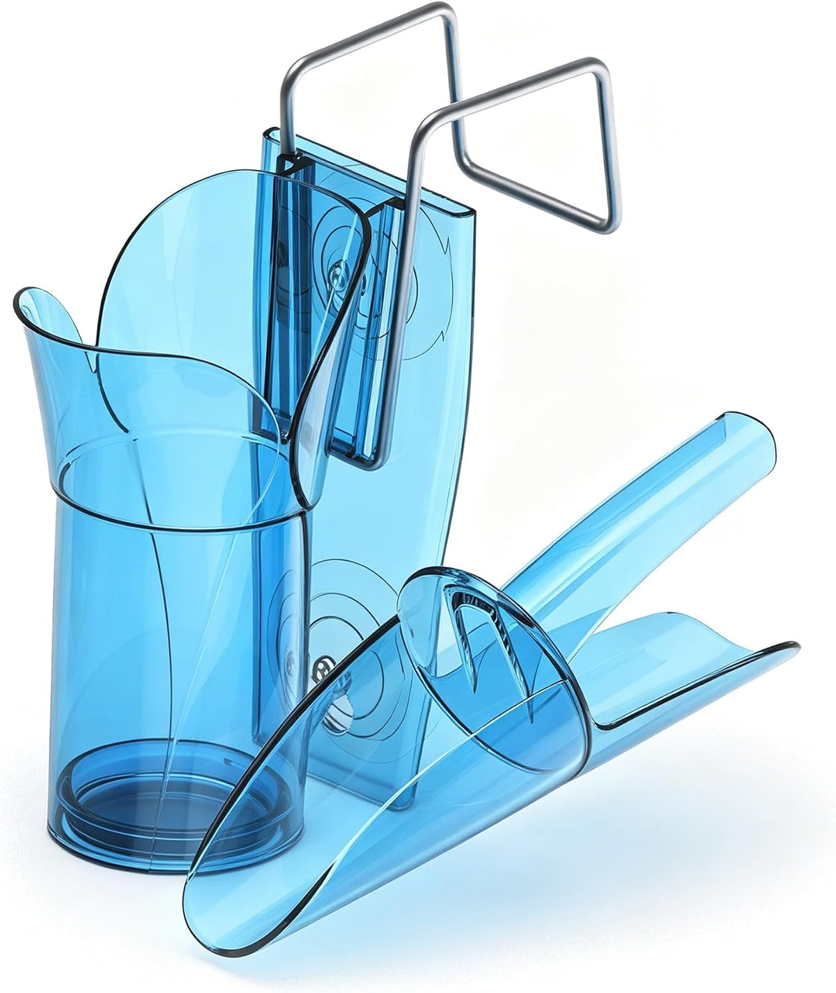Saf-T-Scoop with Holder for Ice Buckets and Coolers, Plastic, 6 To 10 Ounces, Blue