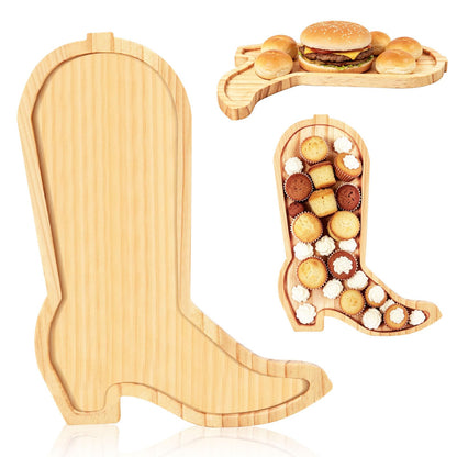 AWIZOM 2 Pcs Cowboy Boots Charcuterie Boards Wooden Serving Tray Platters
